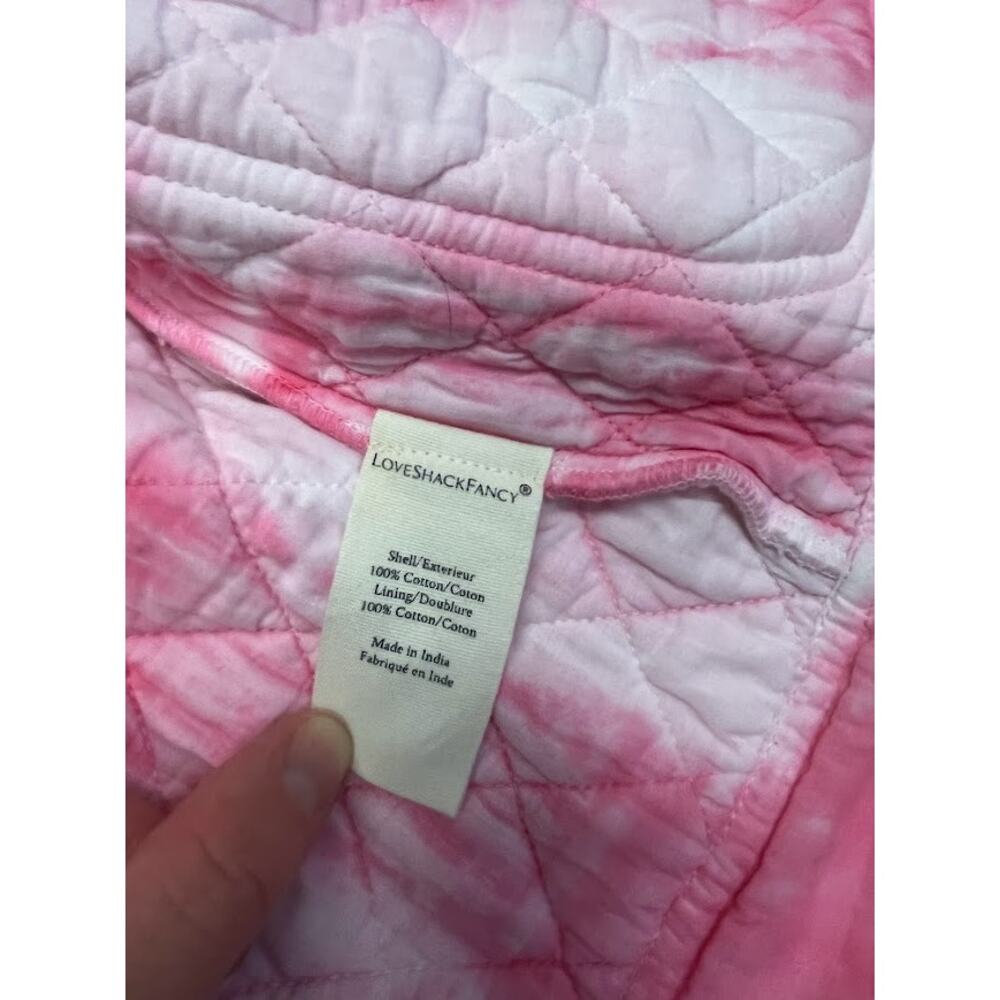 LOVESHACKFANCY Pink White Tie-Dye Cotton Printed Adelade Quilted Collar Jacket S - Picture 3 of 3